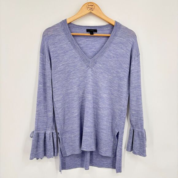 J. Crew Merino Wool V-neck Sweater in Heather Violet, Small, Transition Spring - Picture 2 of 9